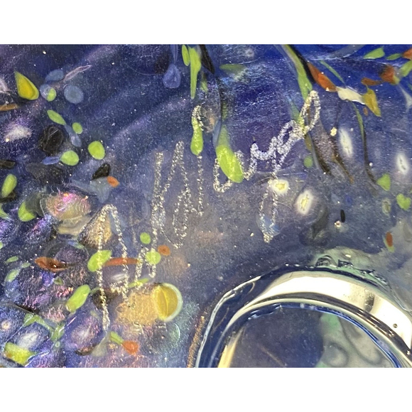 Hand Blown Venetian Italian Art Glass pitcher and glasses set Blue Color signed - Picture 10 of 14